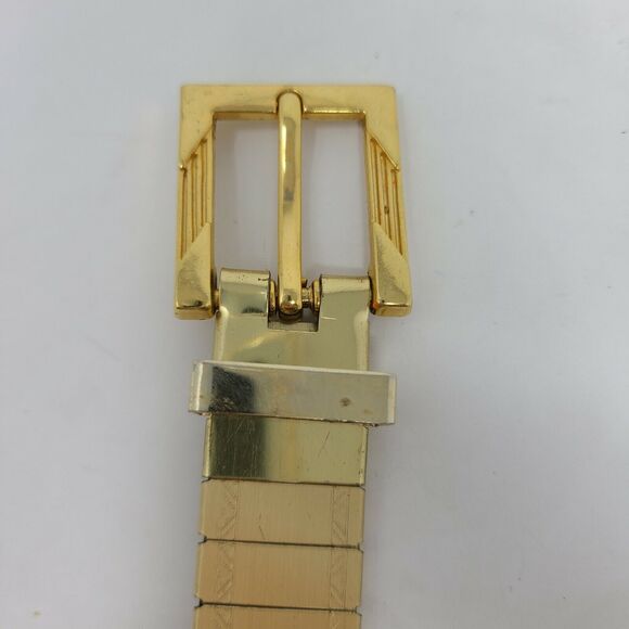 Century Canada Mid Century Gold Metal Skinny Ornate belt Fits 31.5 to 34" M - Picture 2 of 8